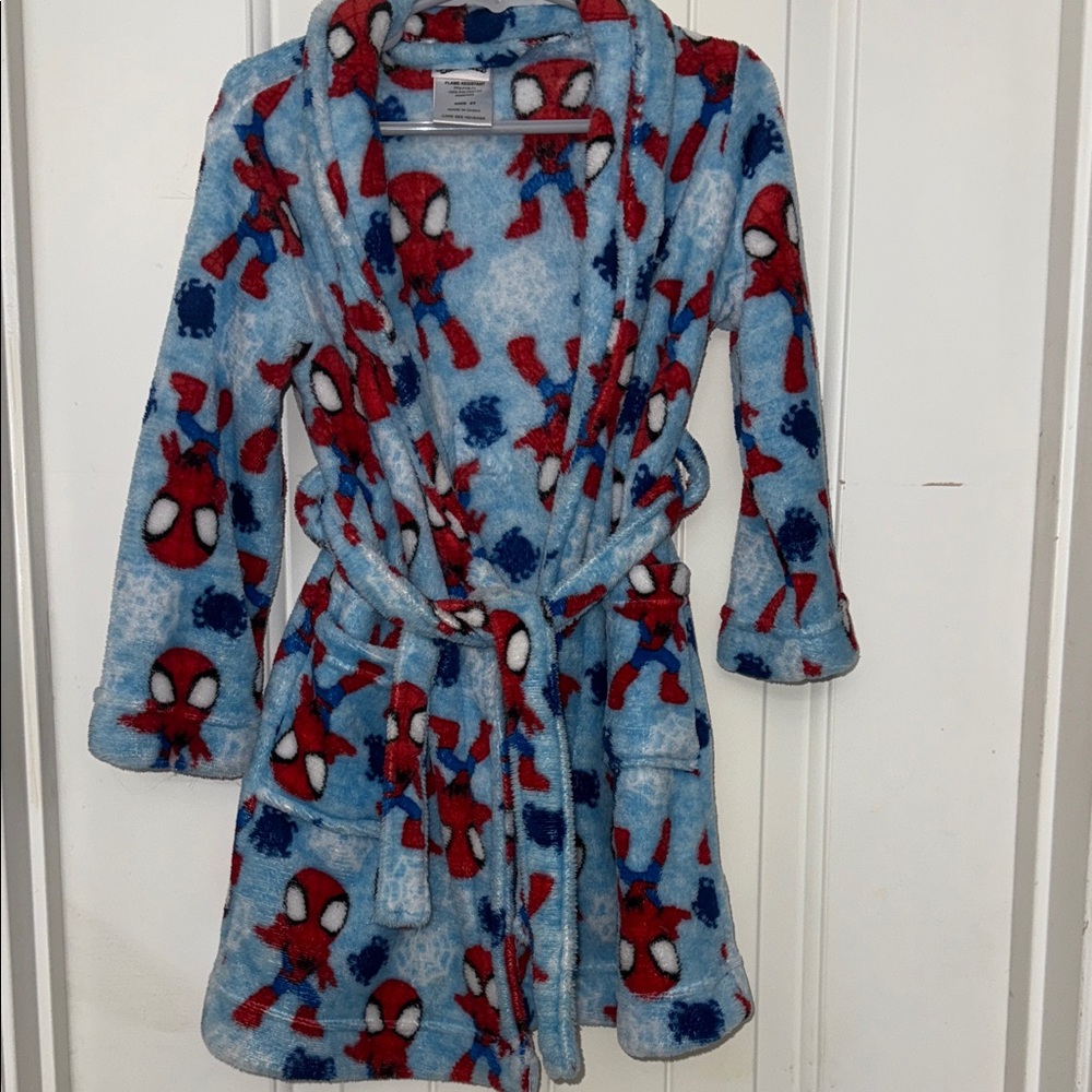 Kids Blue Superhero Print Robe